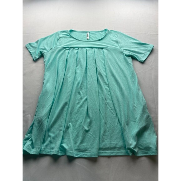 ZENANA Premium Tunic Top Womens Large Green Pleated Short Sleeve Side Pockets - Picture 1 of 5